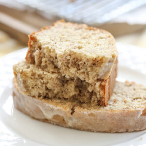 caramelized banana bread sliced
