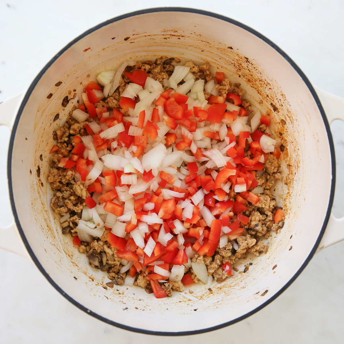 chopped veggies in a pot