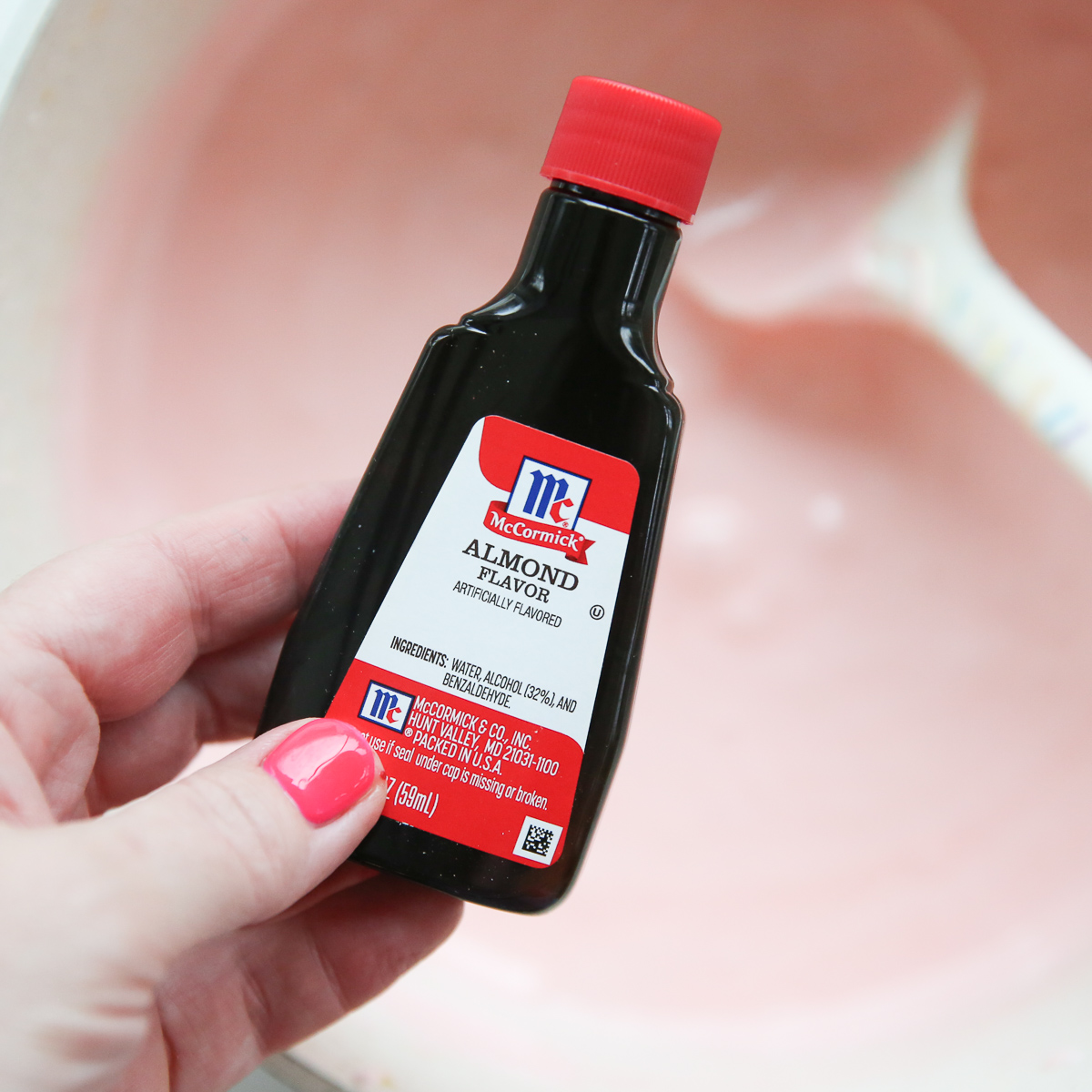 almond extract in a bottle