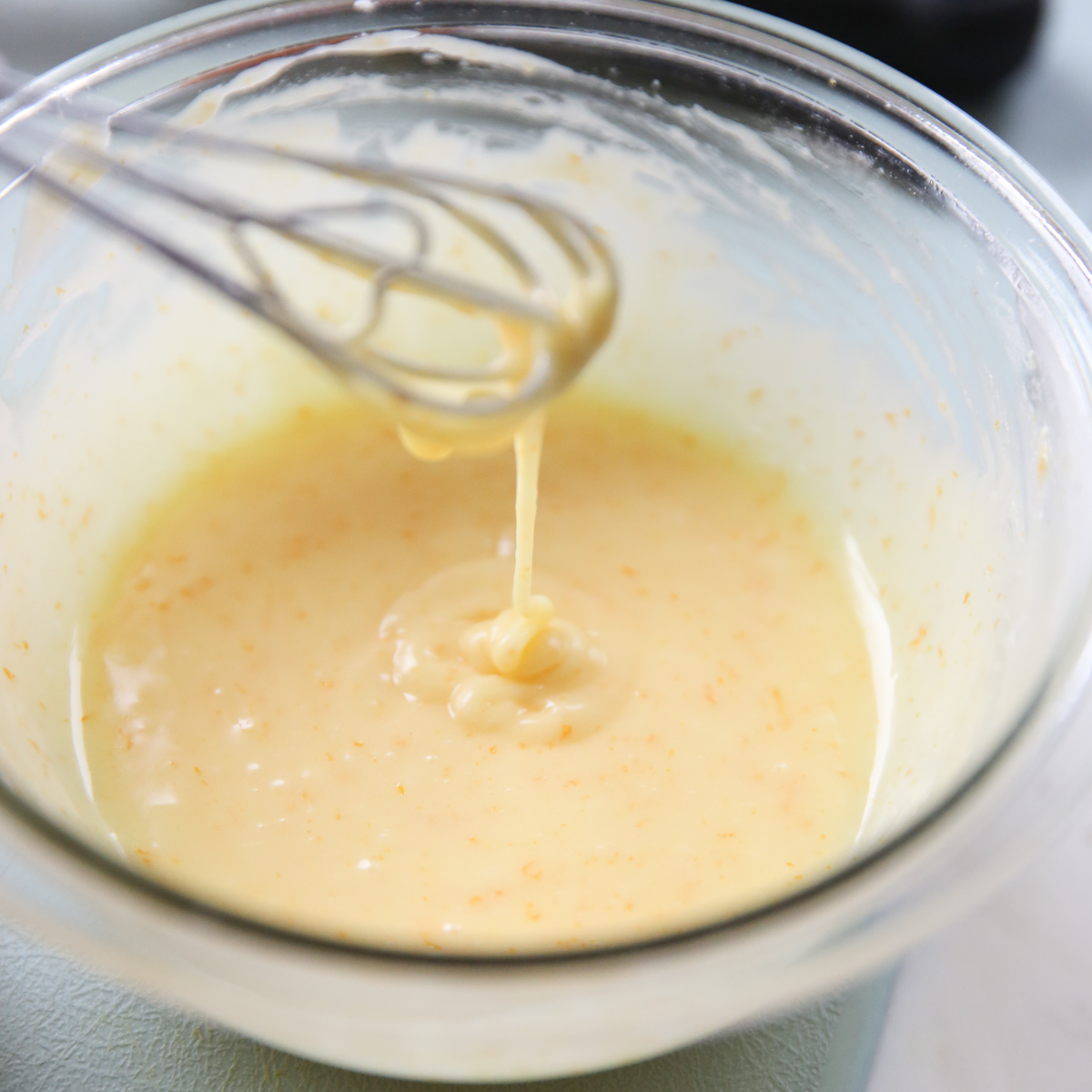 orange glaze in a glass bowl