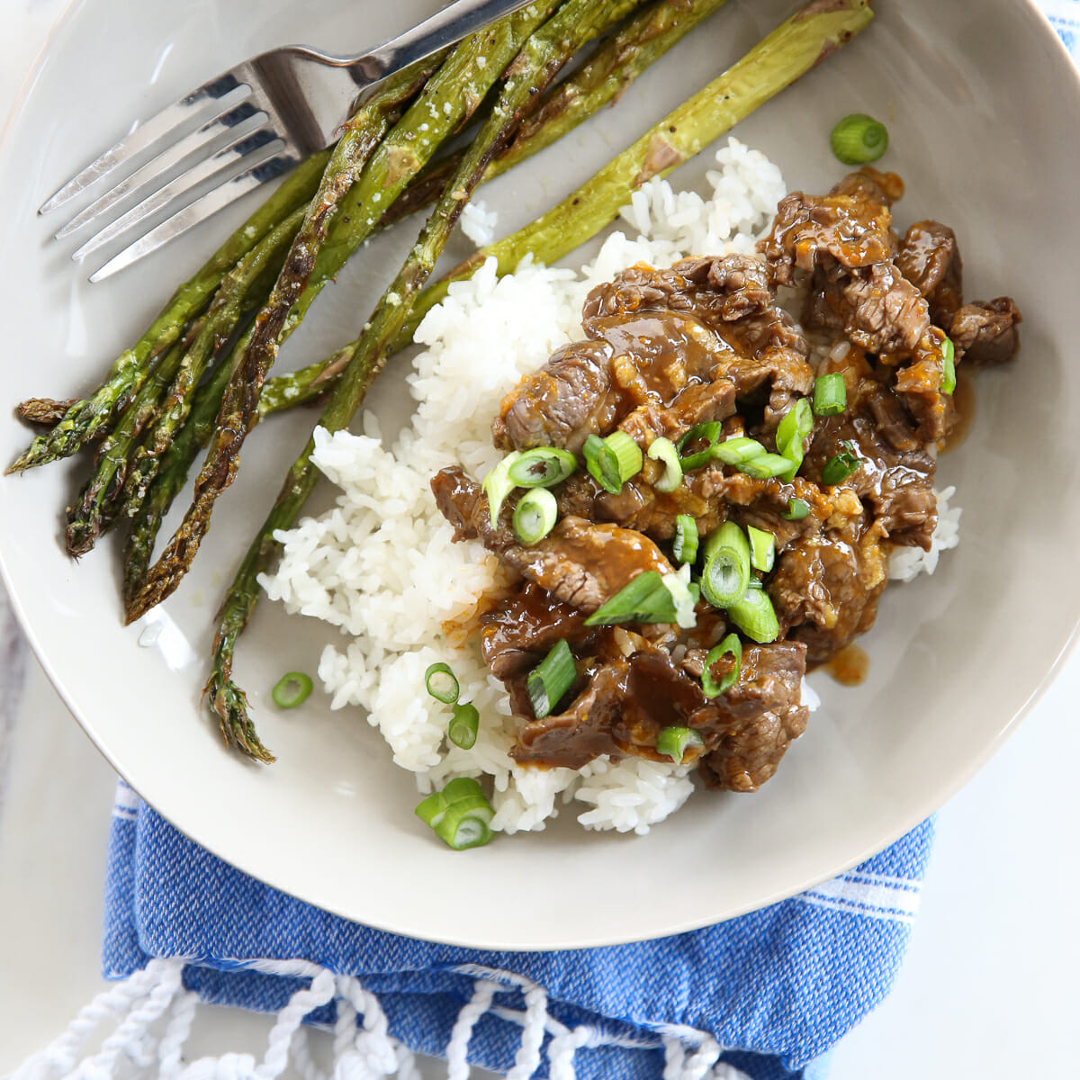 Stir fry in white dish