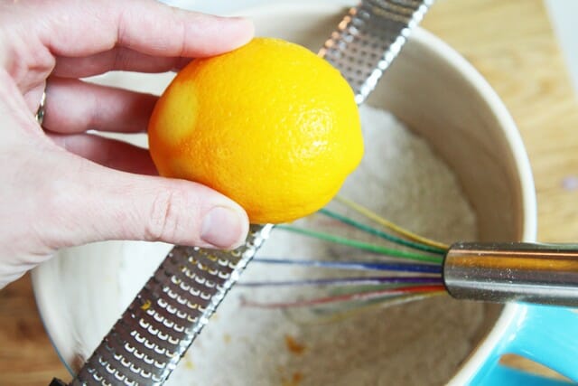 grating a Meyer lemon