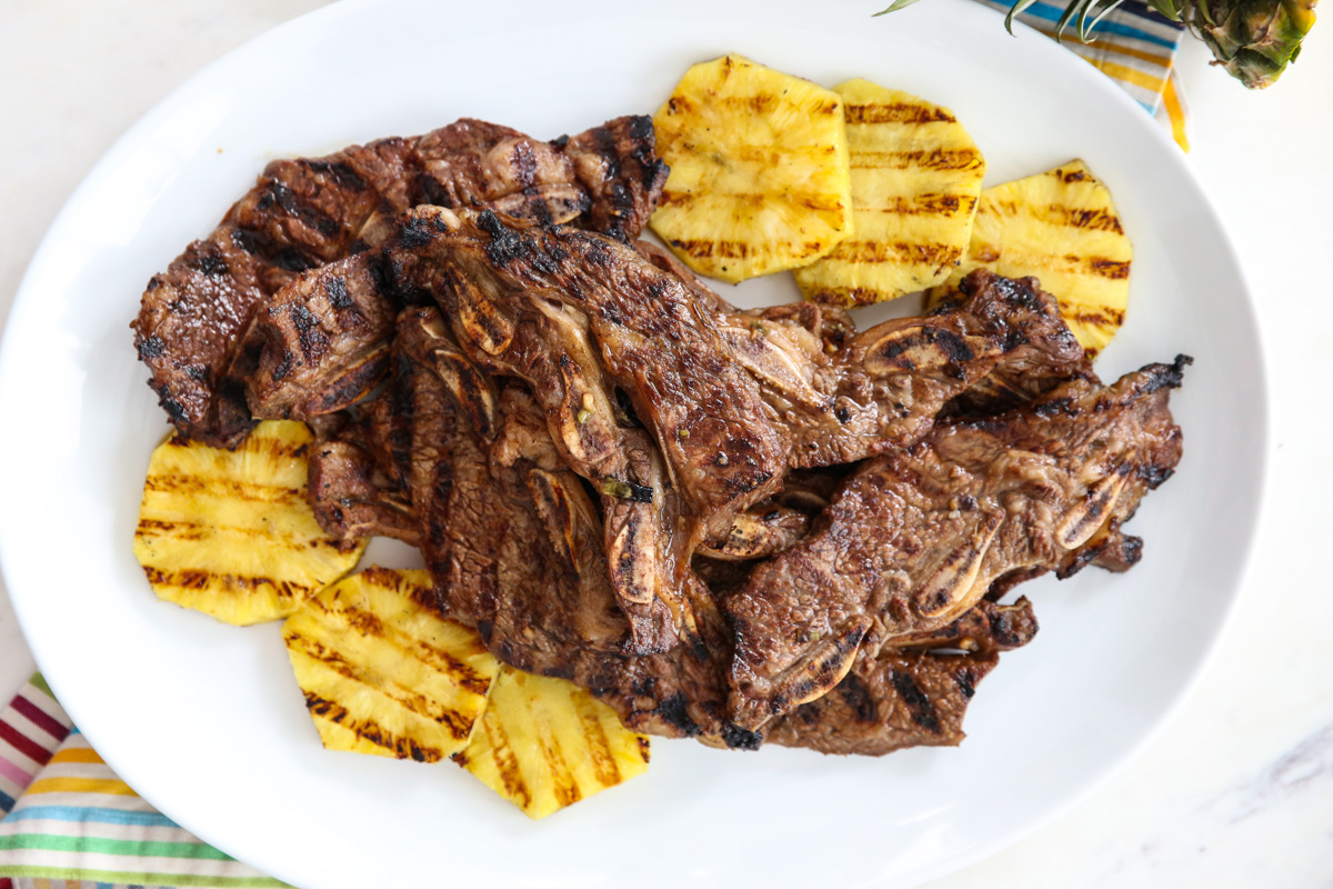 hawaiian style ribs on a plate