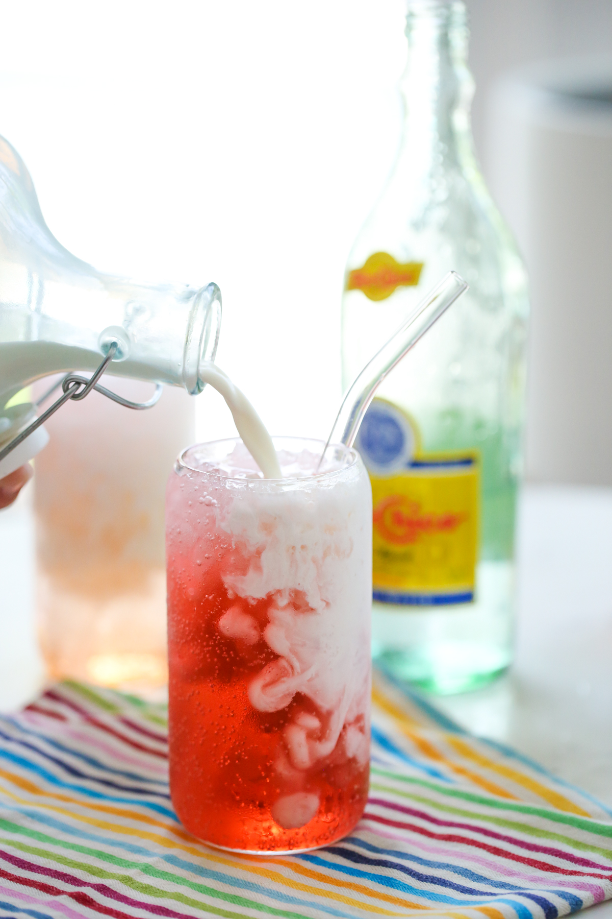 pouring cream in italian soda