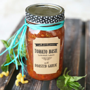 Home Canned Tomato Basil Simmer Sauce with Roasted Garlic