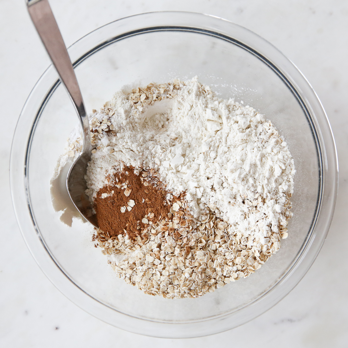 dry ingredients in a glass bowl