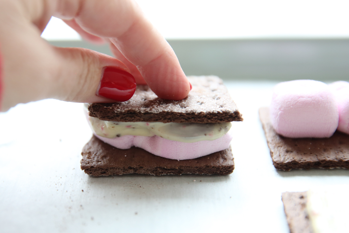 indoor peppermint smores on a plate