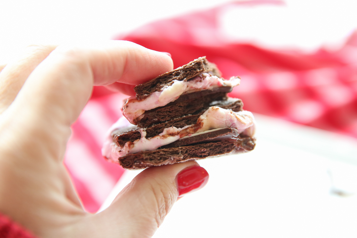 indoor peppermint smores on a plate