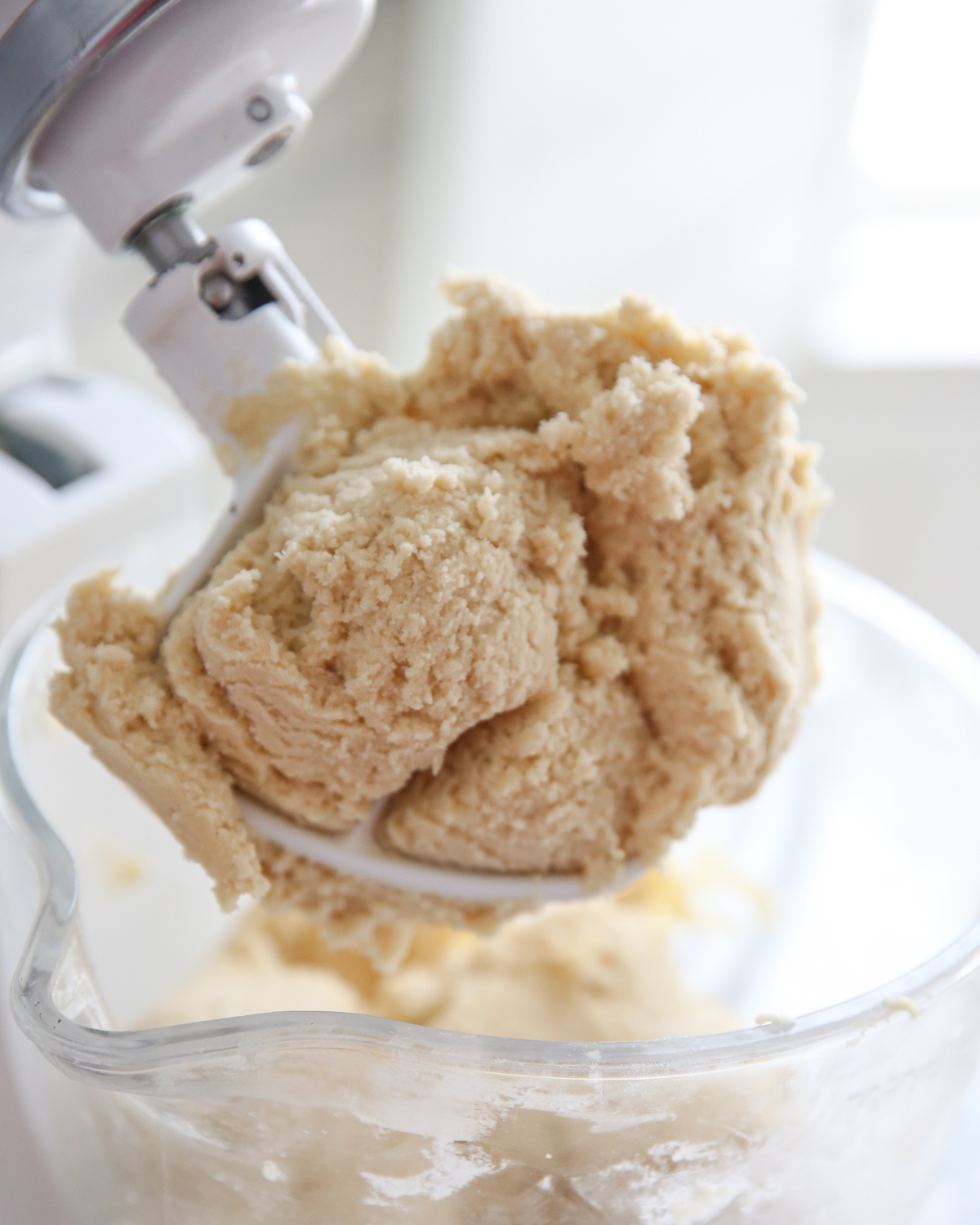 sugar cookie dough in kitchenaid mixer