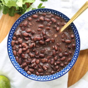 black beans in a blue bowl
