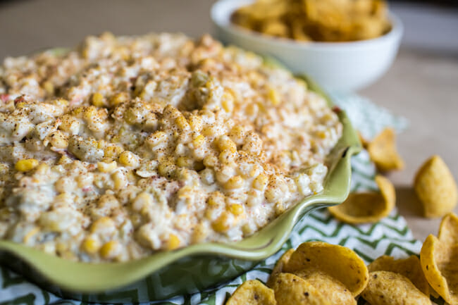 green chile and cheese corn dip from Our Best Bites