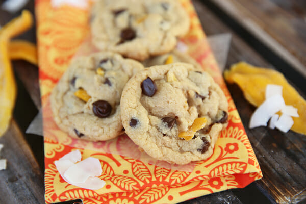 Dark Chocolate Chip Coconut Mango Cookies
