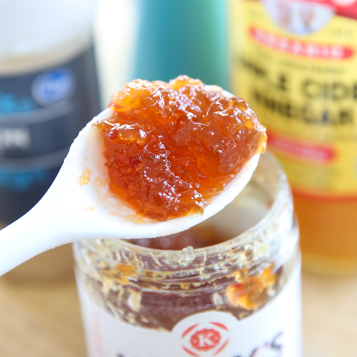 pepper jelly on a spoon