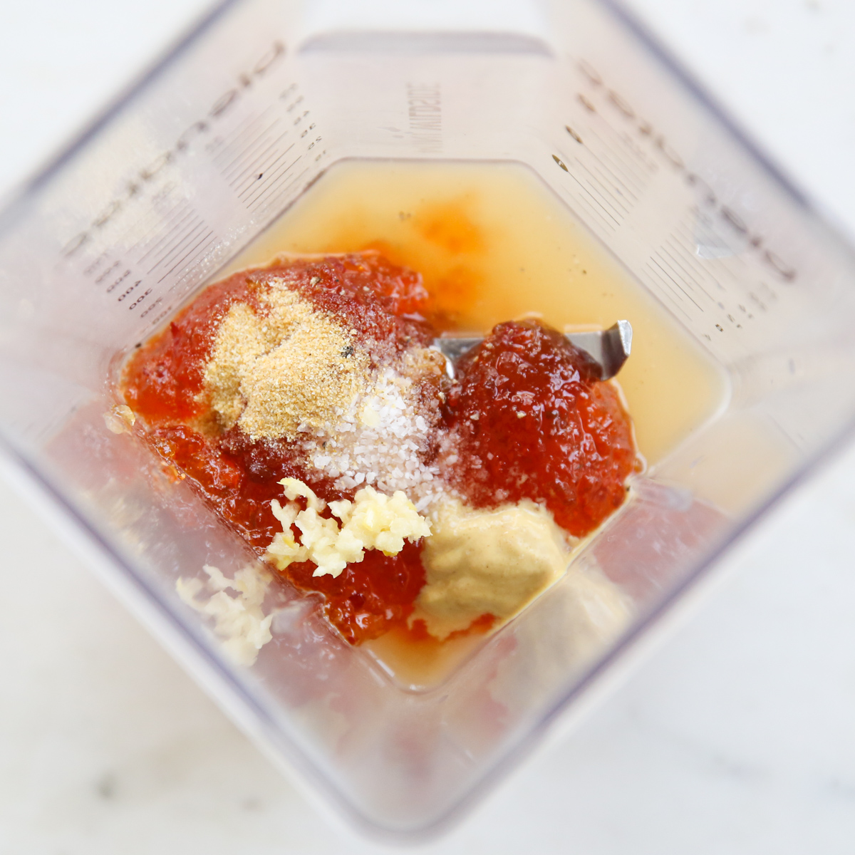 pepper jelly vinaigrette ingredients in a blender