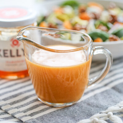 pepper jelly vinaigrette in a jar