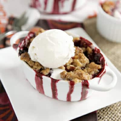 Ice Cream Topped Peach Blackberry Crisp by Our Best Bites