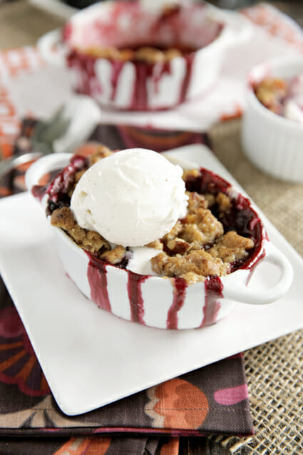 Ice Cream Topped Peach Blackberry Crisp by Our Best Bites