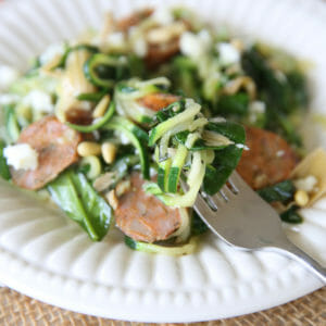 Zucchini Noodles and Chicken Sausage