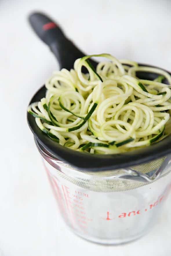 Zucchini Noodles Draining