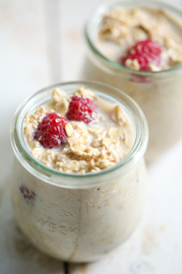 overnight raspberry almond refrigerator oatmeal-6
