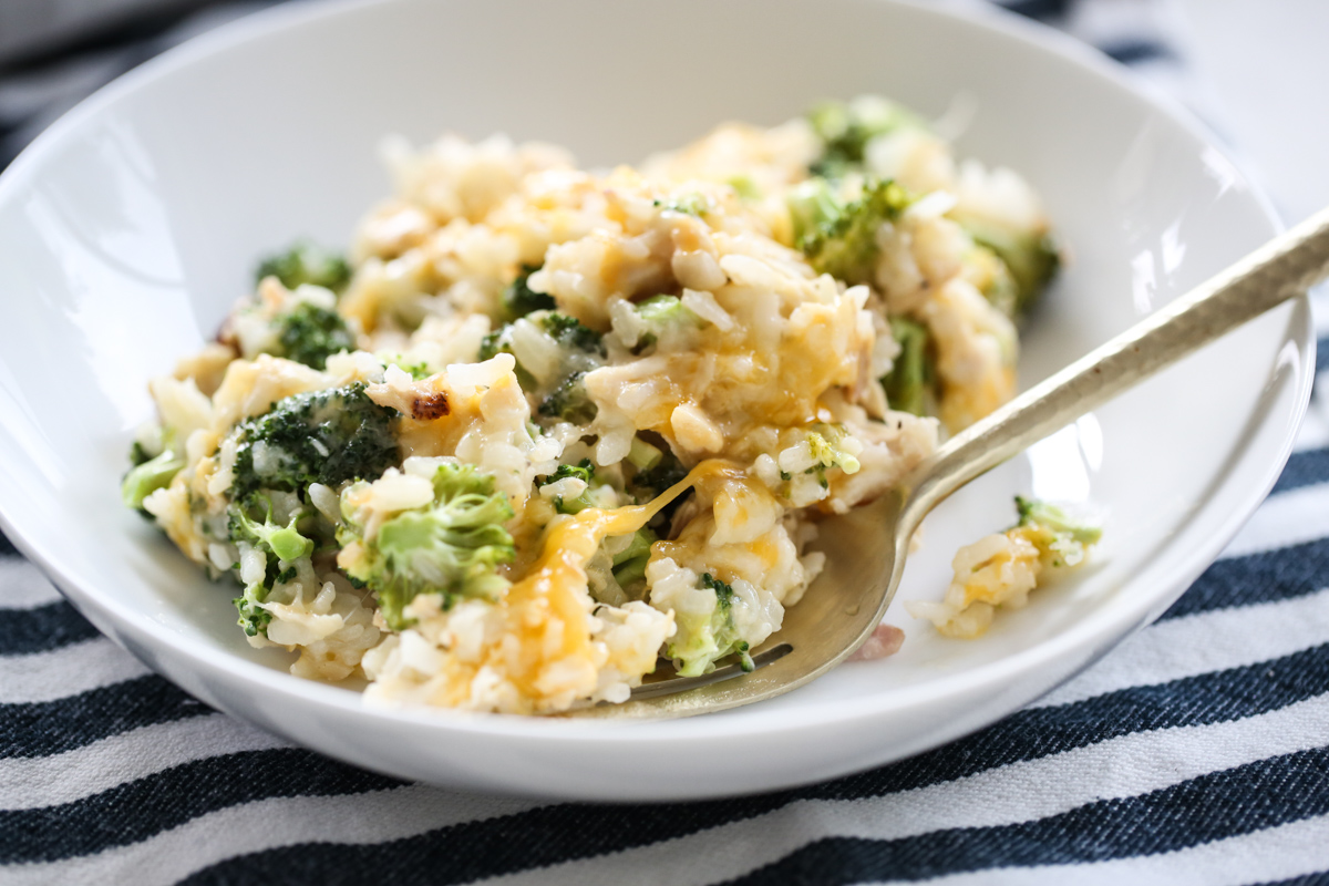 bowl of broccoli and cheese casserole