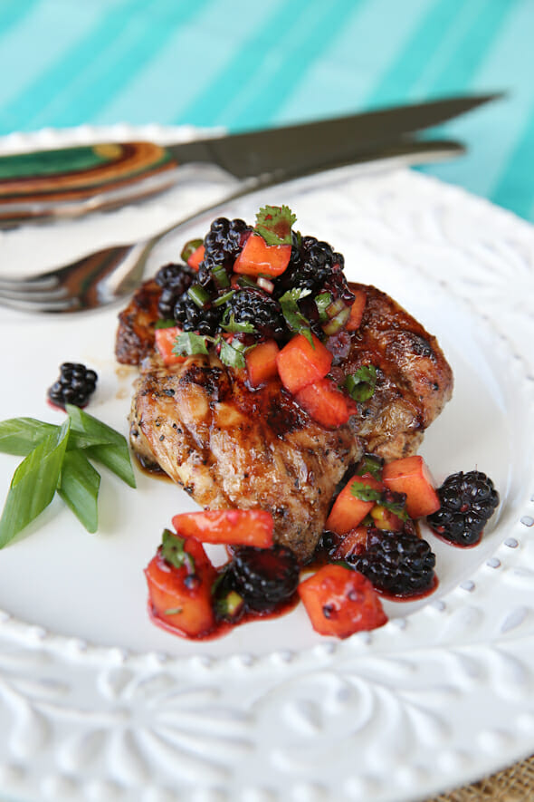 Grilled Chicken with Blackbery Peach Salsa