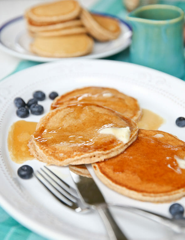 100% Whole Wheat Pancakes from ourbestbites.com