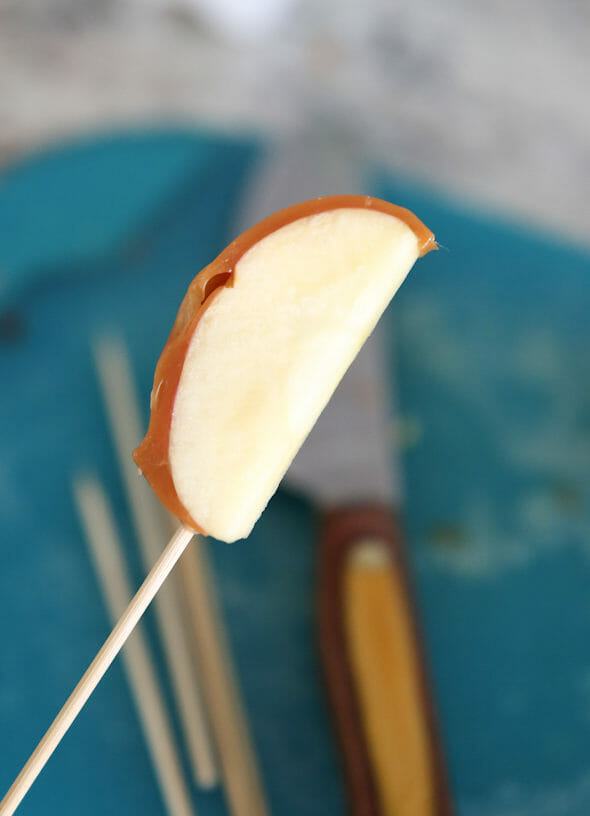 skewered caramel apple