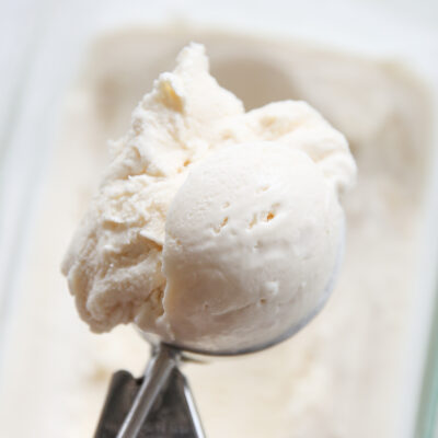 vanilla ice cream on a scoop