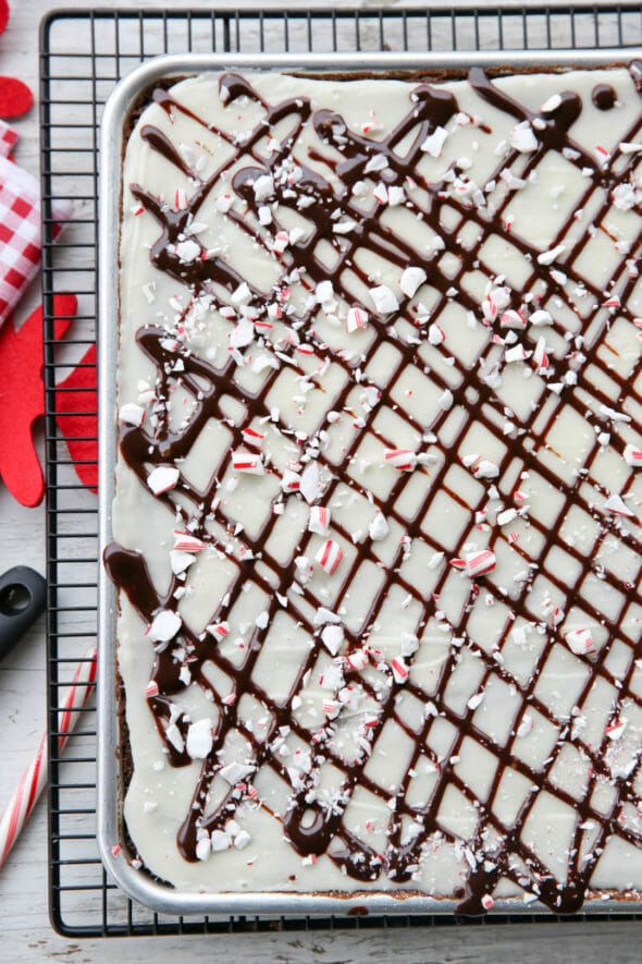 Peppermint Bark Sheet Cake