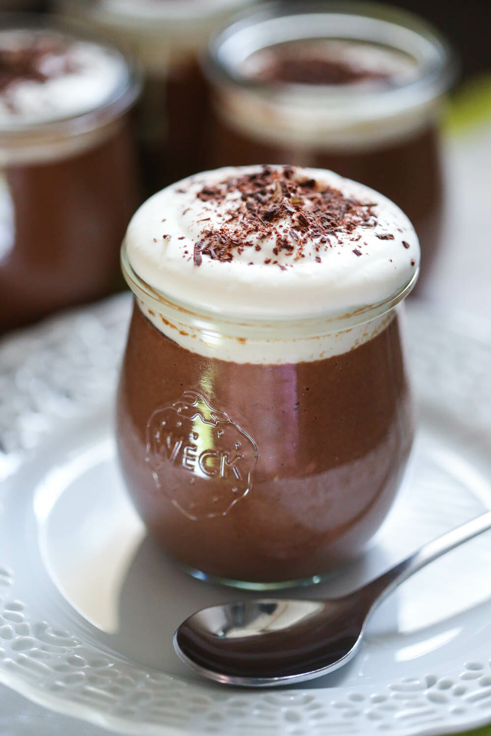 Chocolate Pots de Creme with American Heritage Chocolate close up
