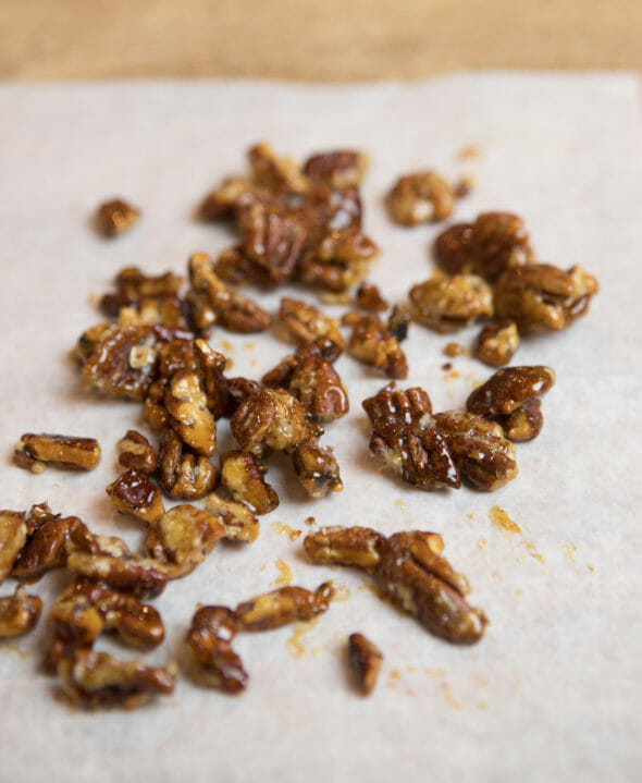 candied walnuts on parchment