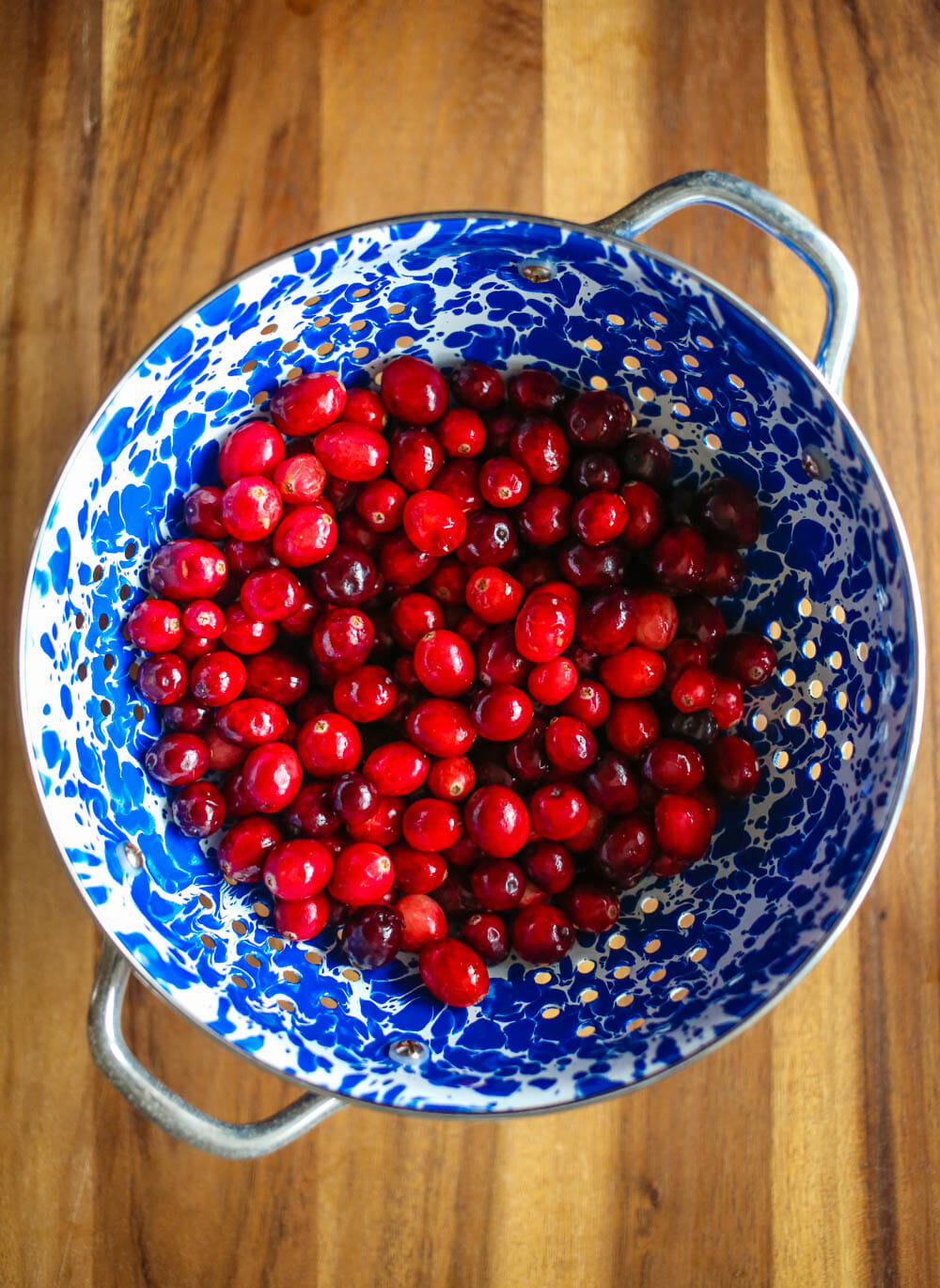 Cranberries in colander