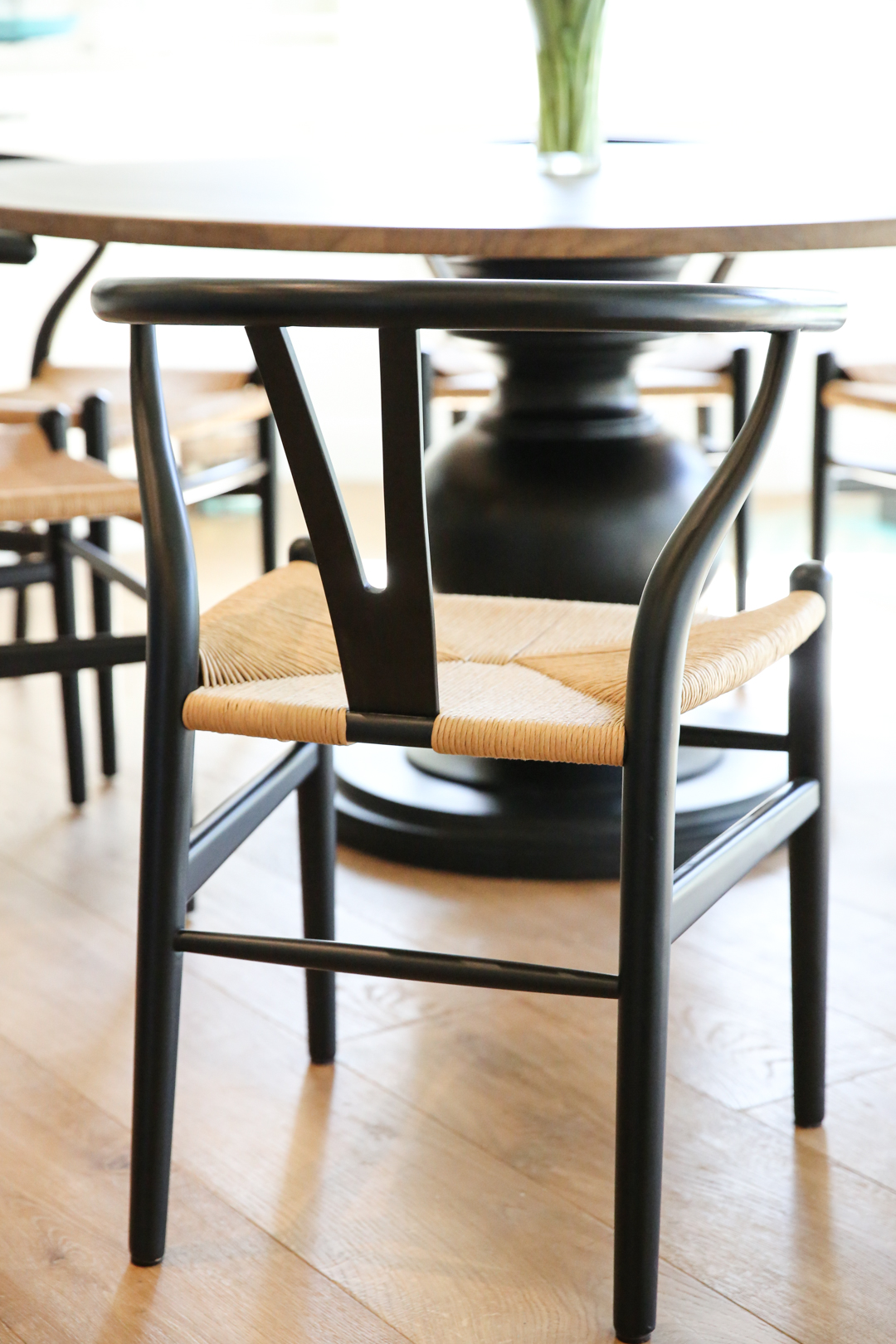 black wishbone chair