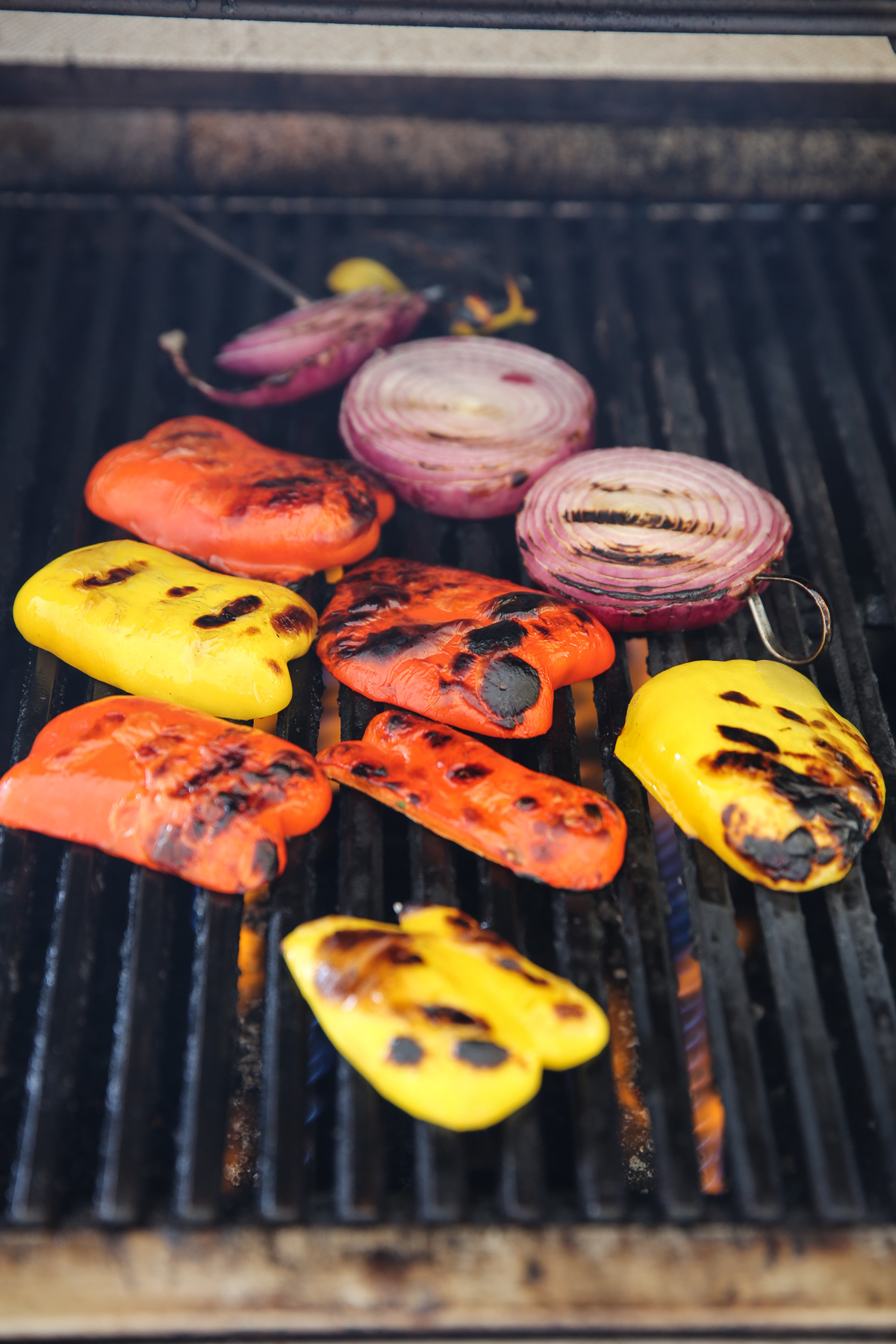 peppers grilling on the grill