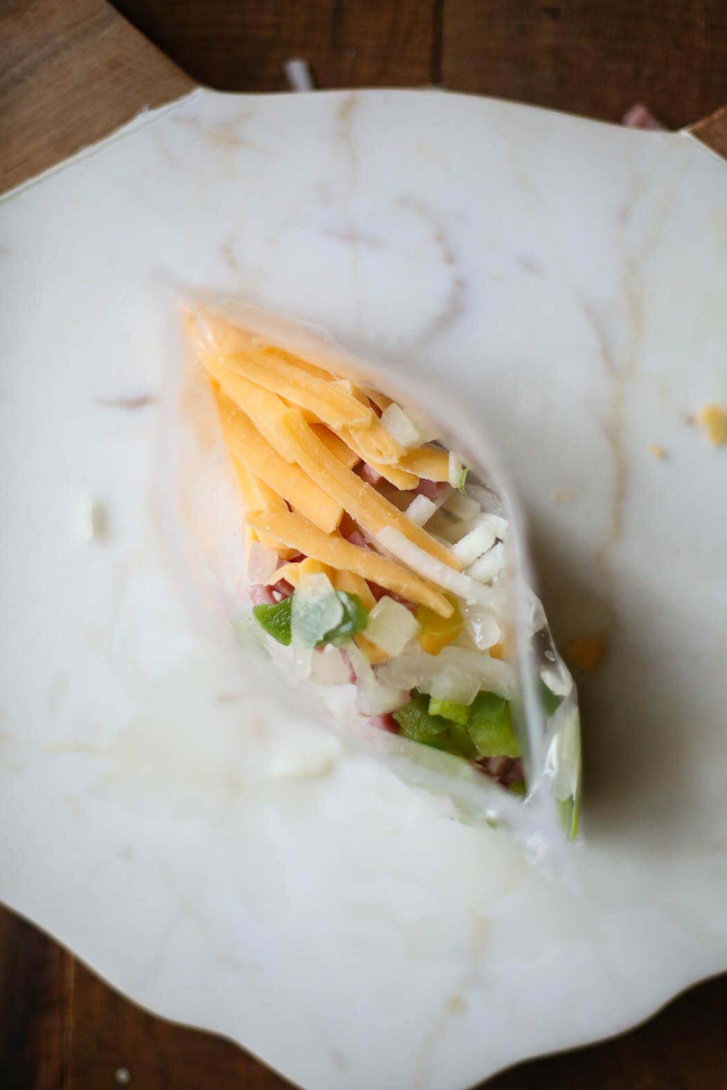 quick and easy egg scramble meal prep bowl ingredients in bag