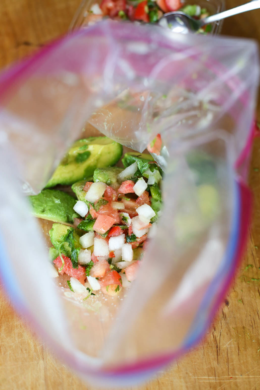 Guacamole ingredients in bag
