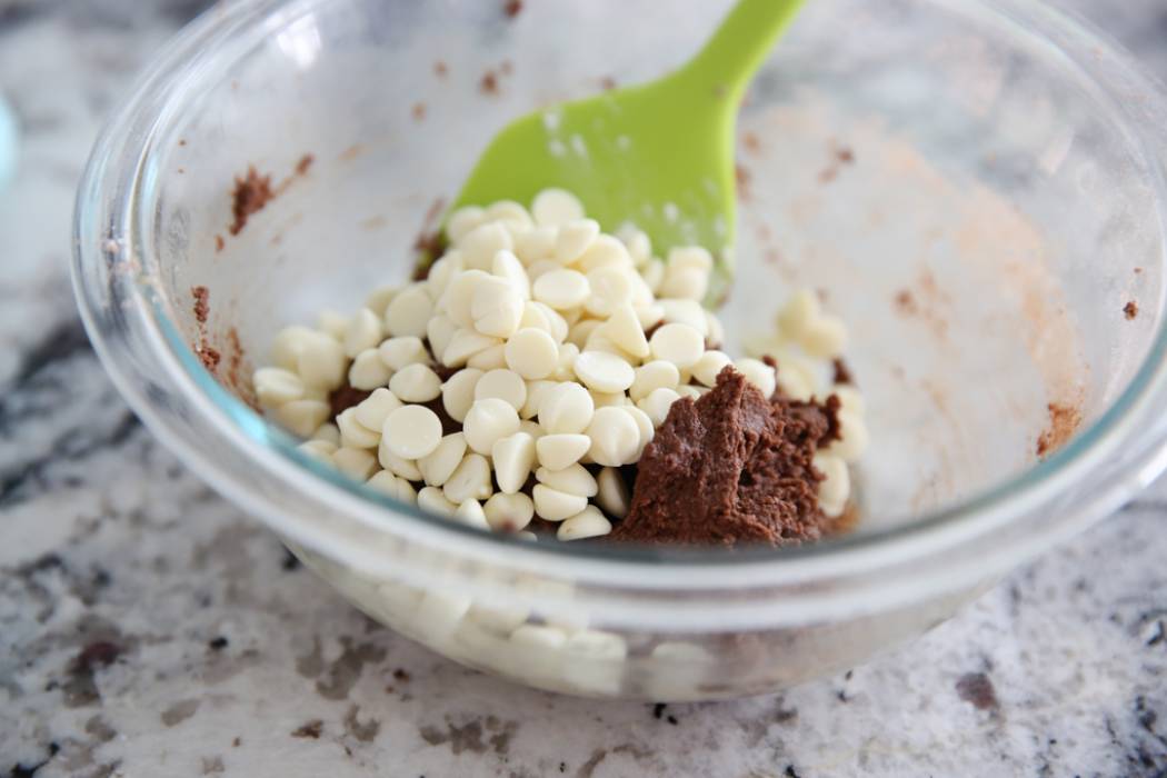 Small Batch Peppermint Bark Cookies dough in bowl