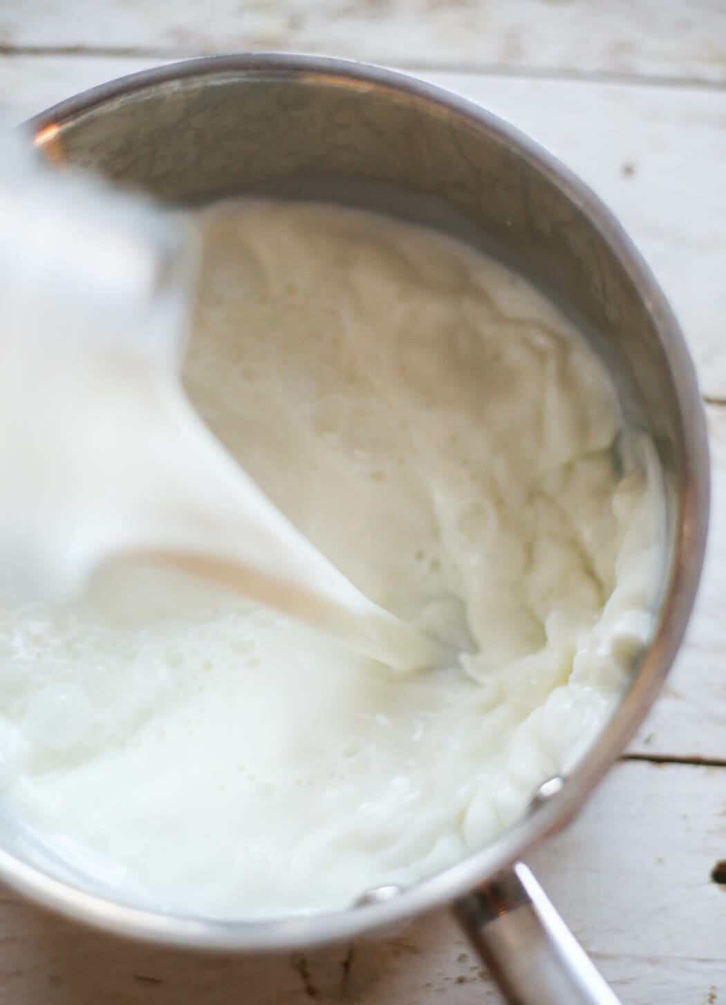 adding milk to copycat starbucks snickerdoodle white hot chocolate