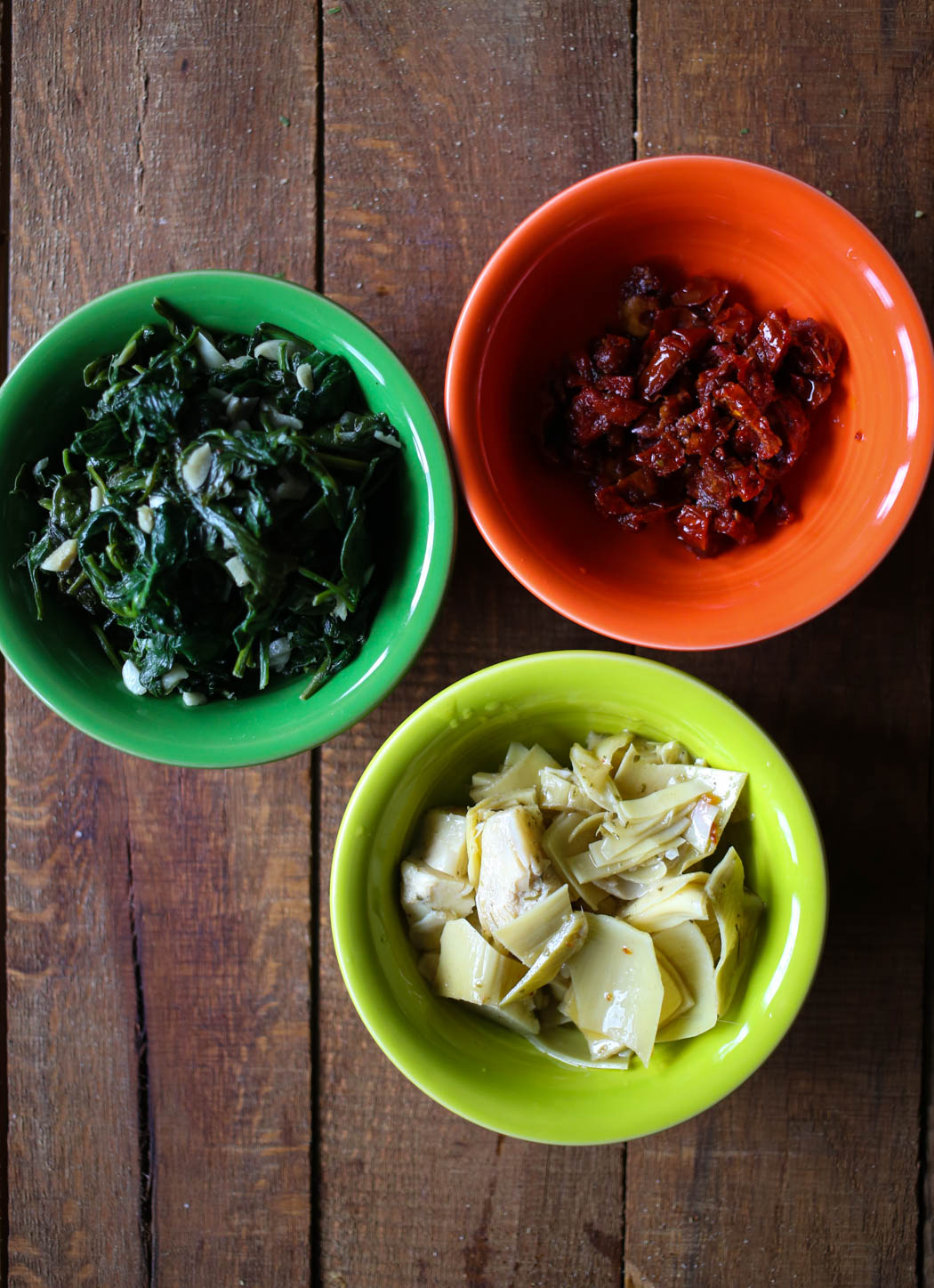 spinach, sun dried tomatoes, artichoke hearts