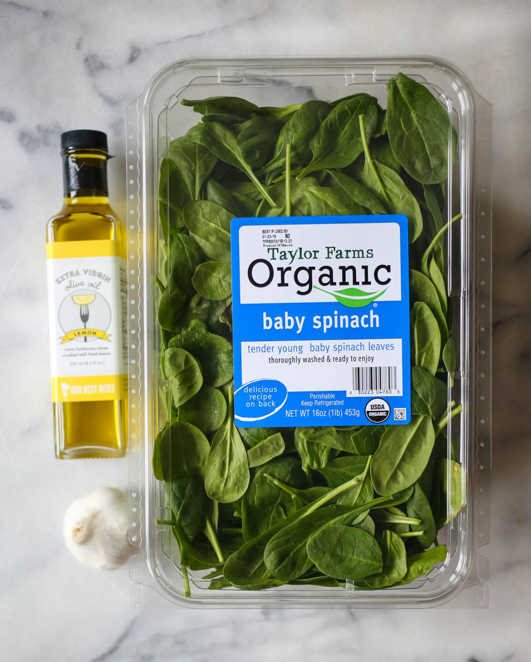 ingredients for sauteed garlic spinach from our best bites