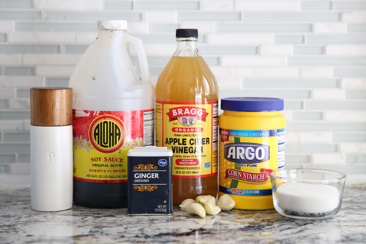 Teriyaki Sauce ingredients sitting on a counter