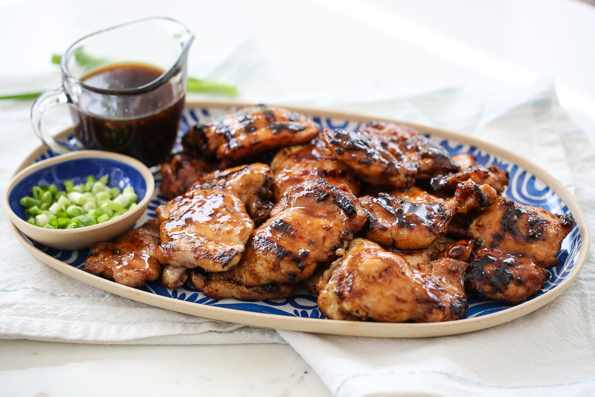 Platter of teryaki grilled chicken