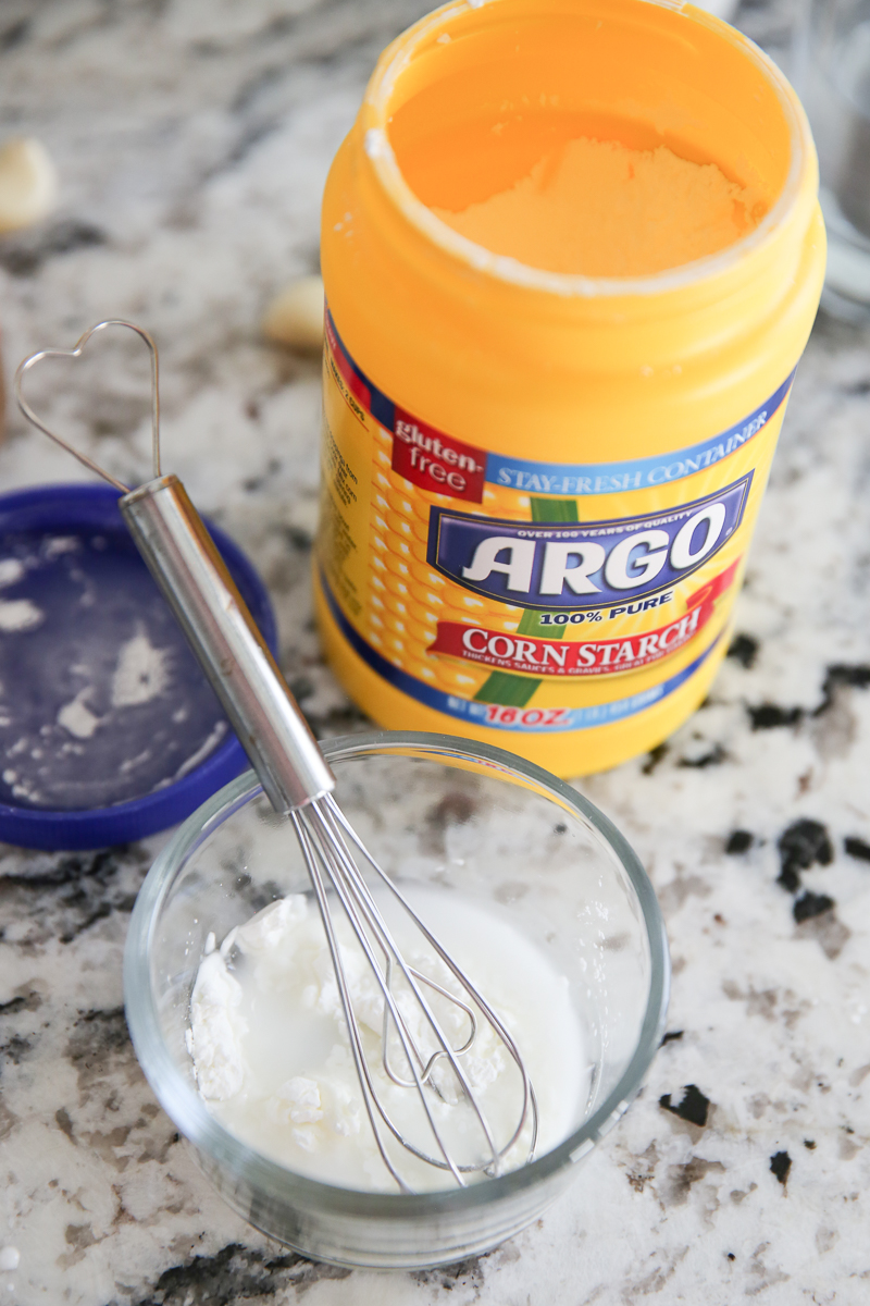 cornstarch and water in a bowl