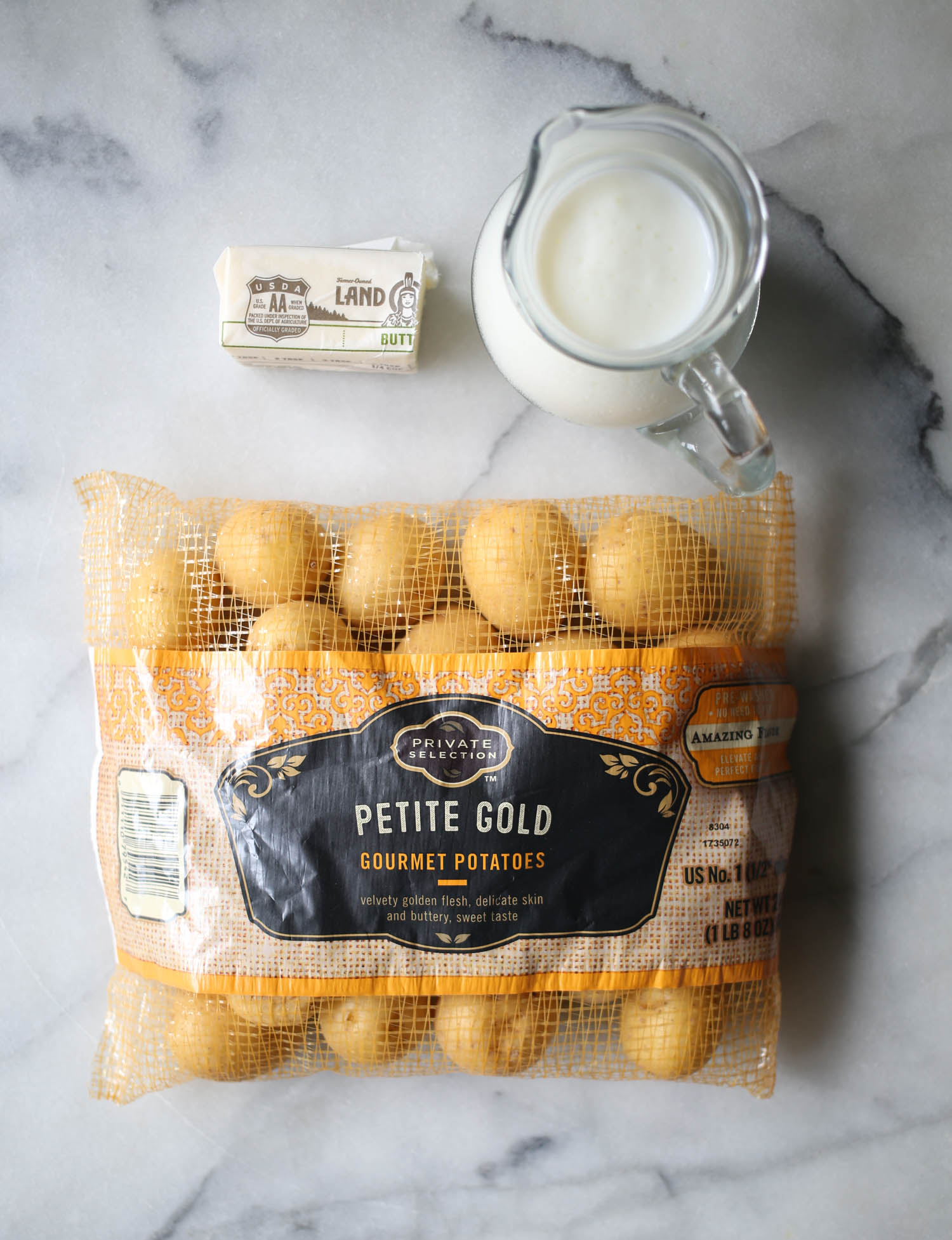 ingredients for creamy stovetop smashed potatoes