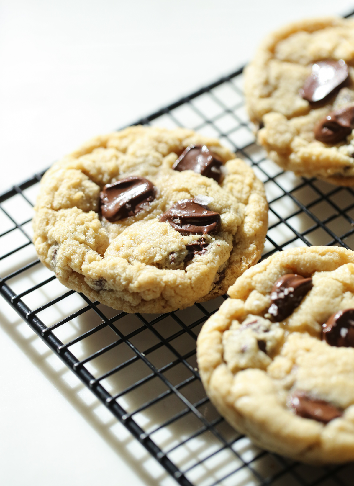 chocolate chip cookies on a cooling rack