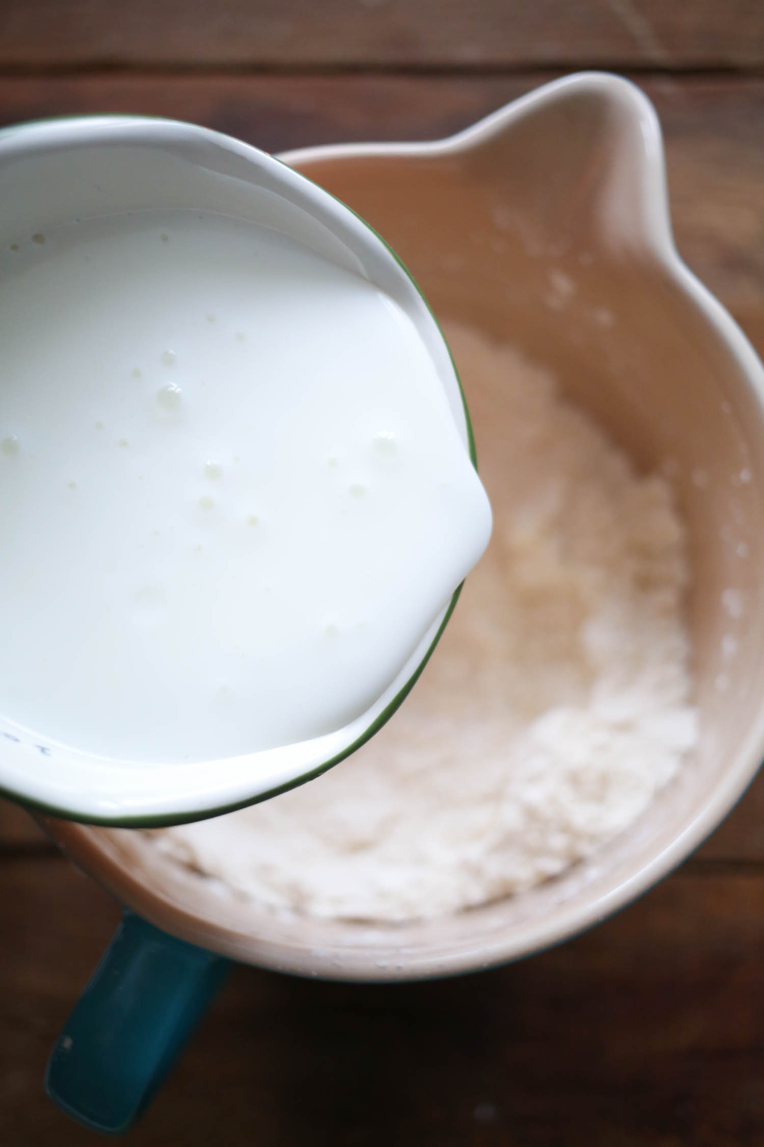 adding buttermilk to Blueberry Grunt from Our Best Bites