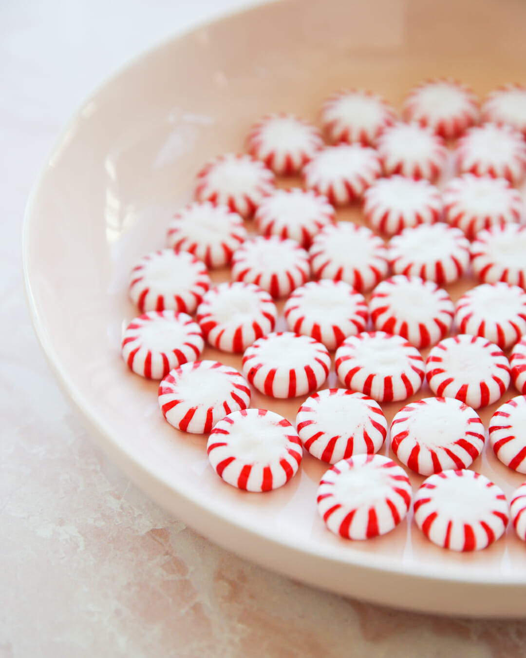 peppermint candies on plate