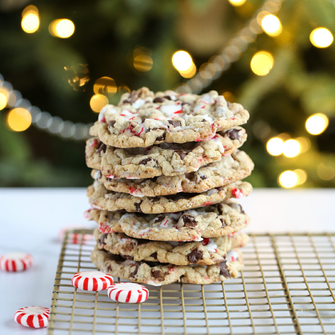 Candy Cane Chocolate Chip Cookies