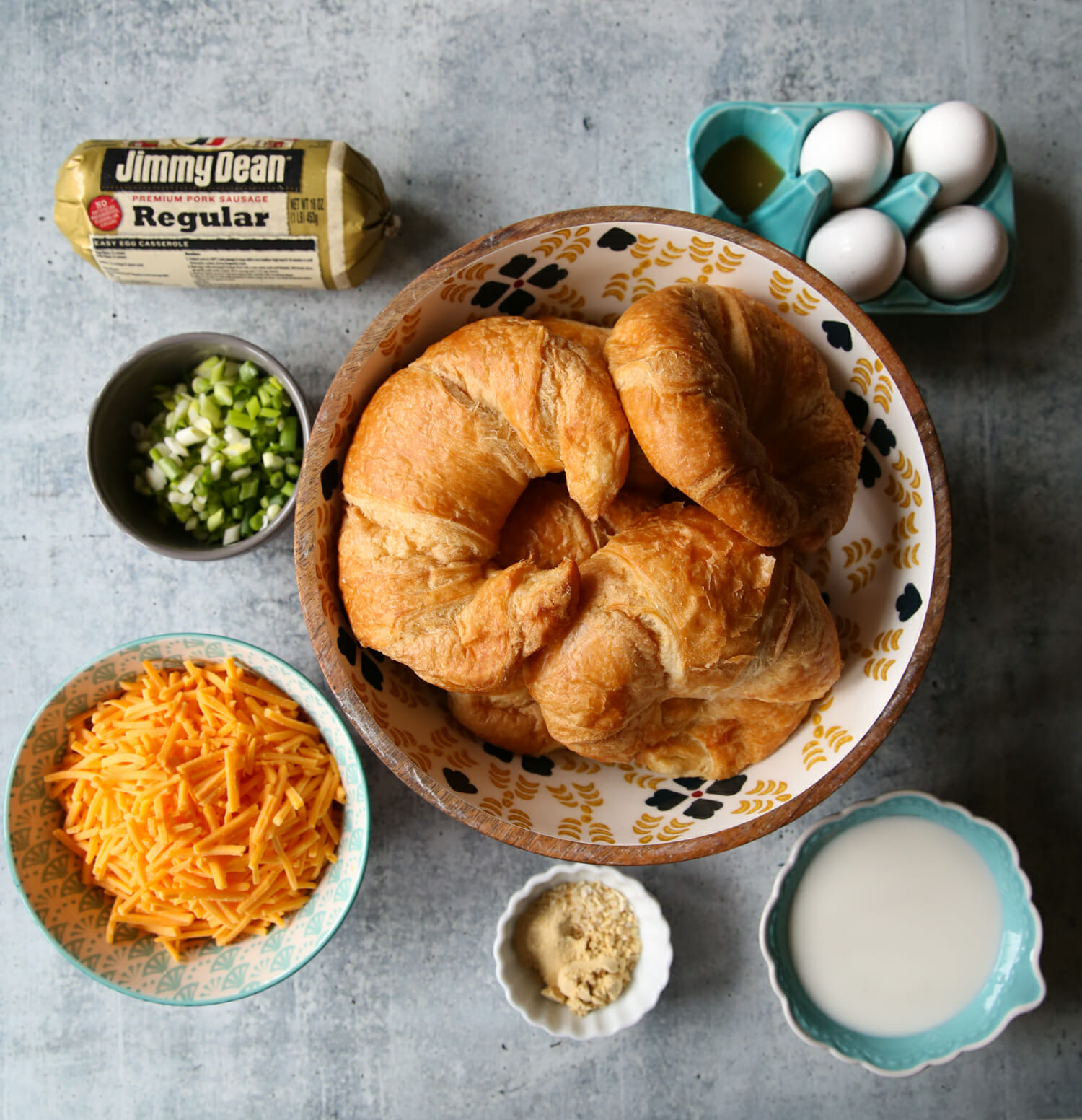 ingredients for sausage egg and cheese sausage breakfast casserole